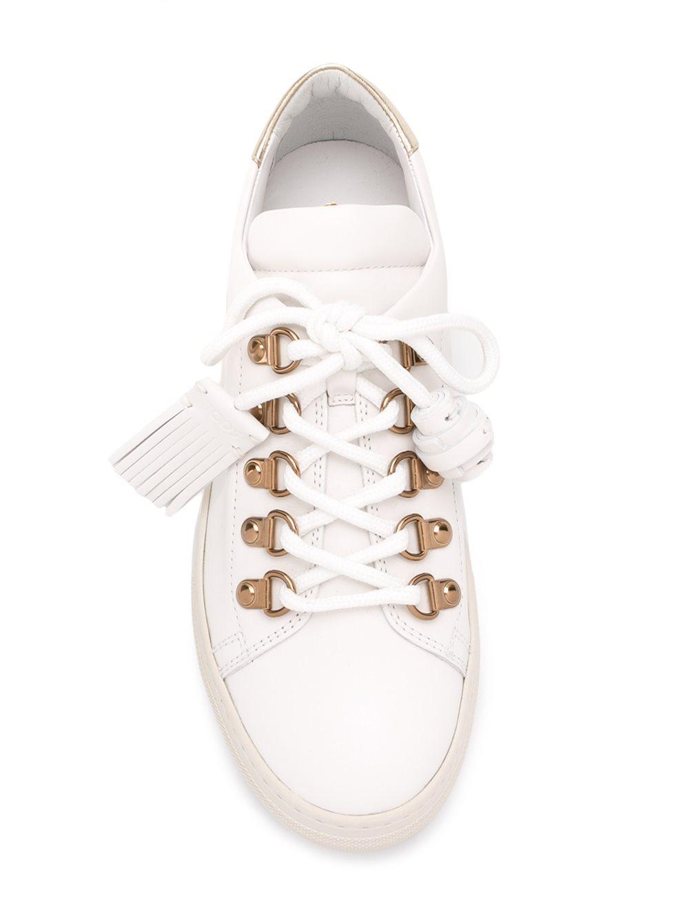 Tod's Leather Tassel Lace-up Sneakers 