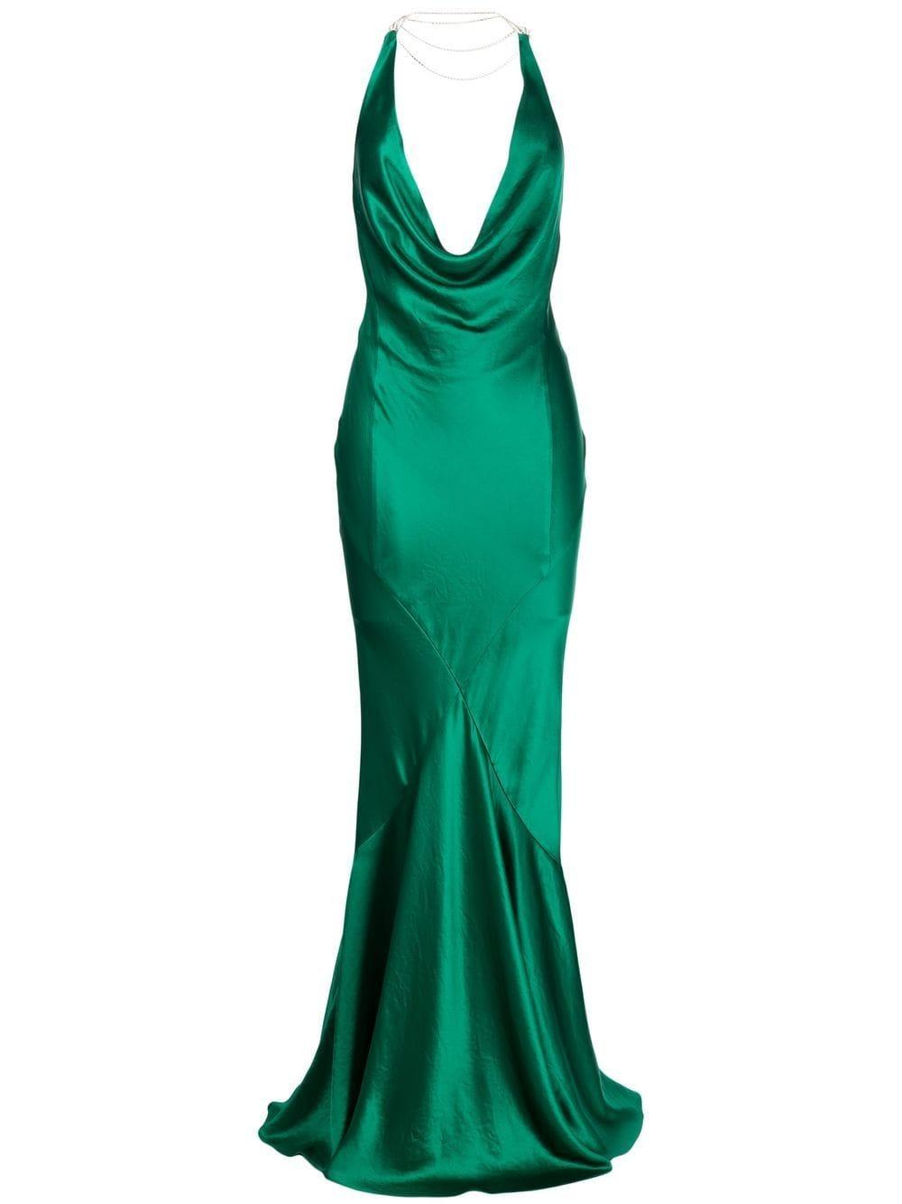 retroféte Eve Satin Midi Dress in Green | Lyst