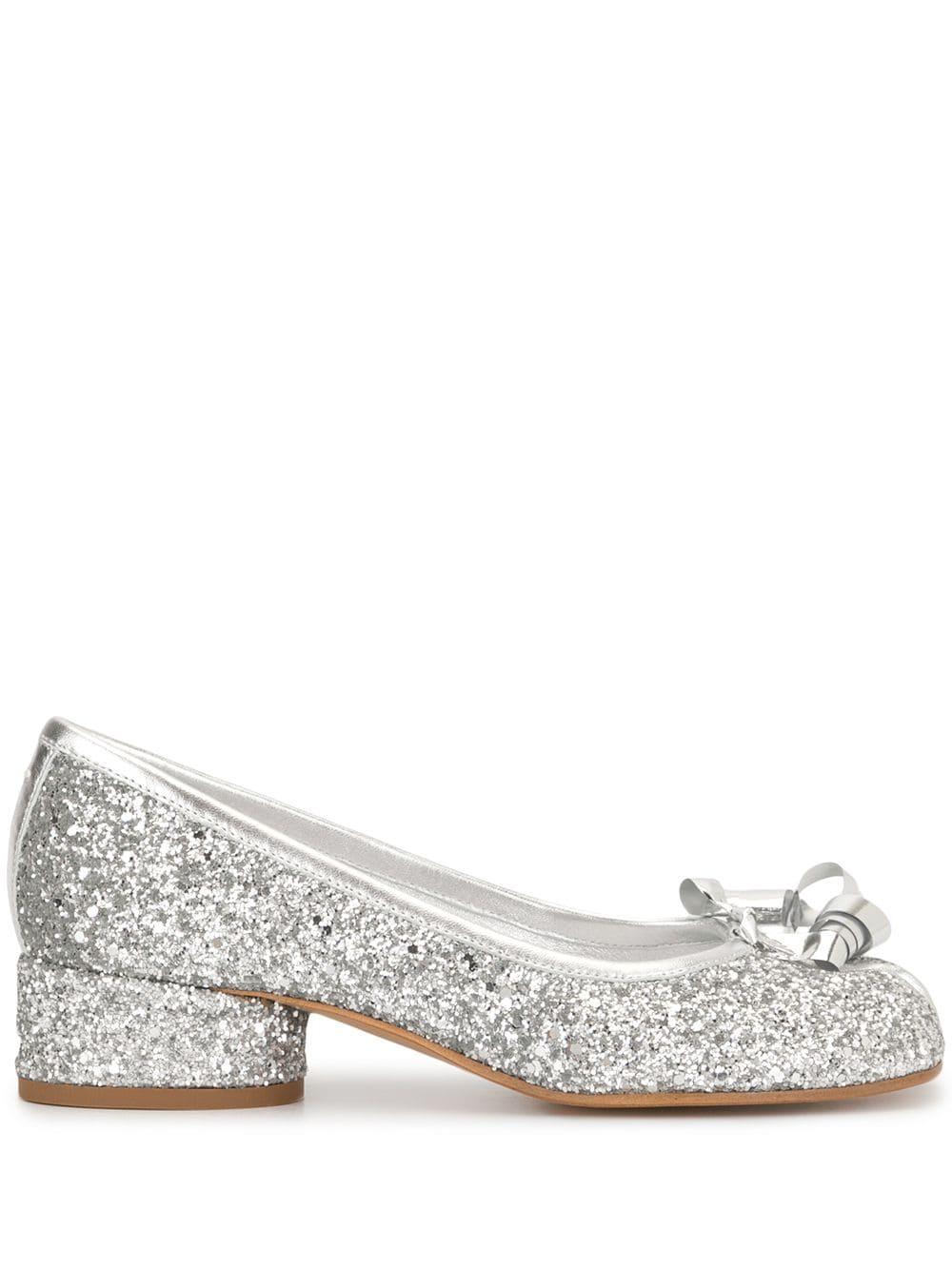 Maison Margiela Leather Tabi Ballerina Pumps in Silver (Metallic) - Lyst