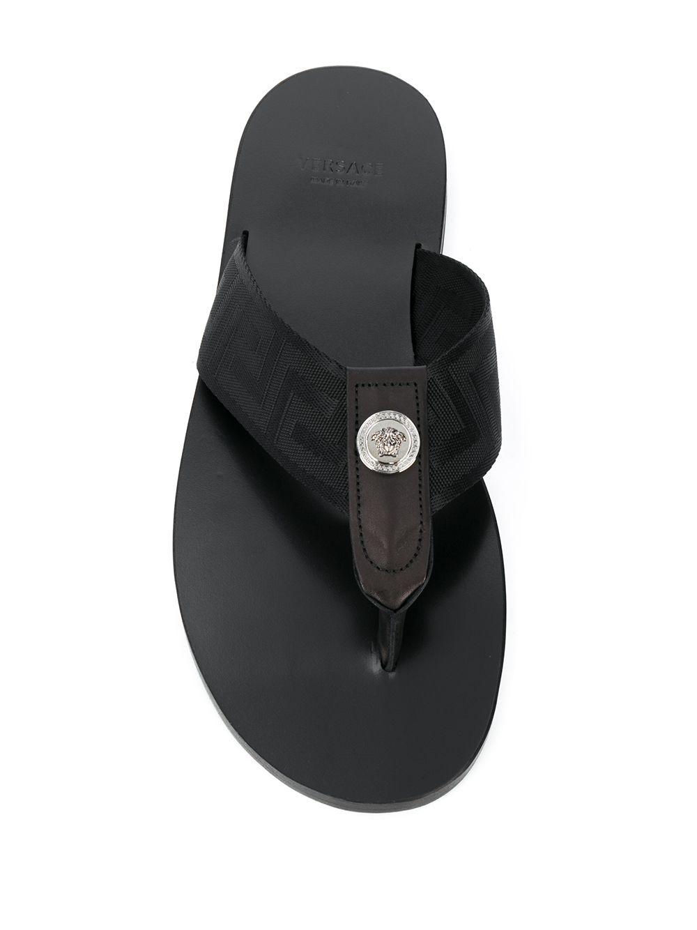 Versace Greca Sandals in Black for Men - Lyst