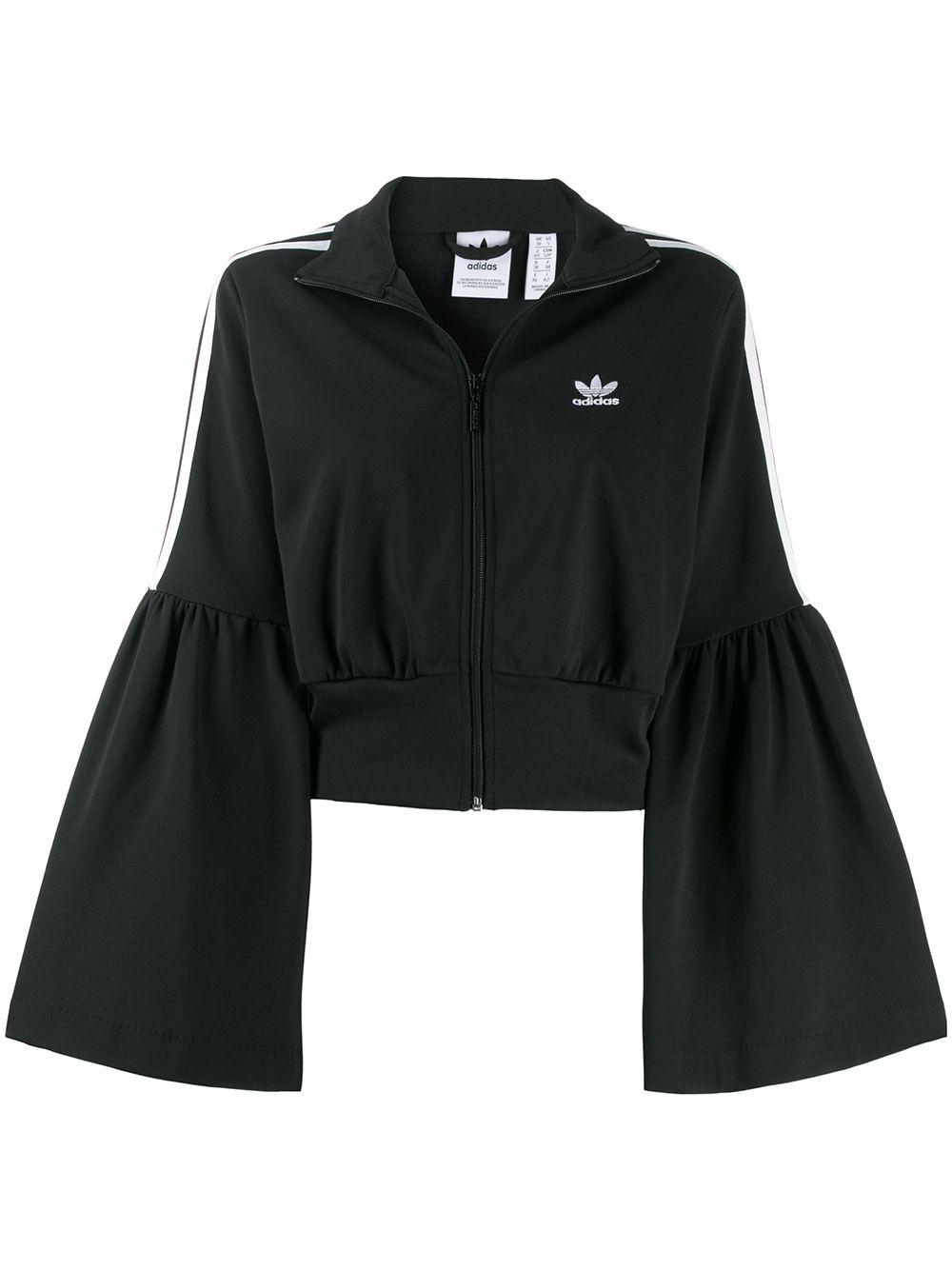 adidas Cropped Flared Sleeve Jacket in Black | Lyst