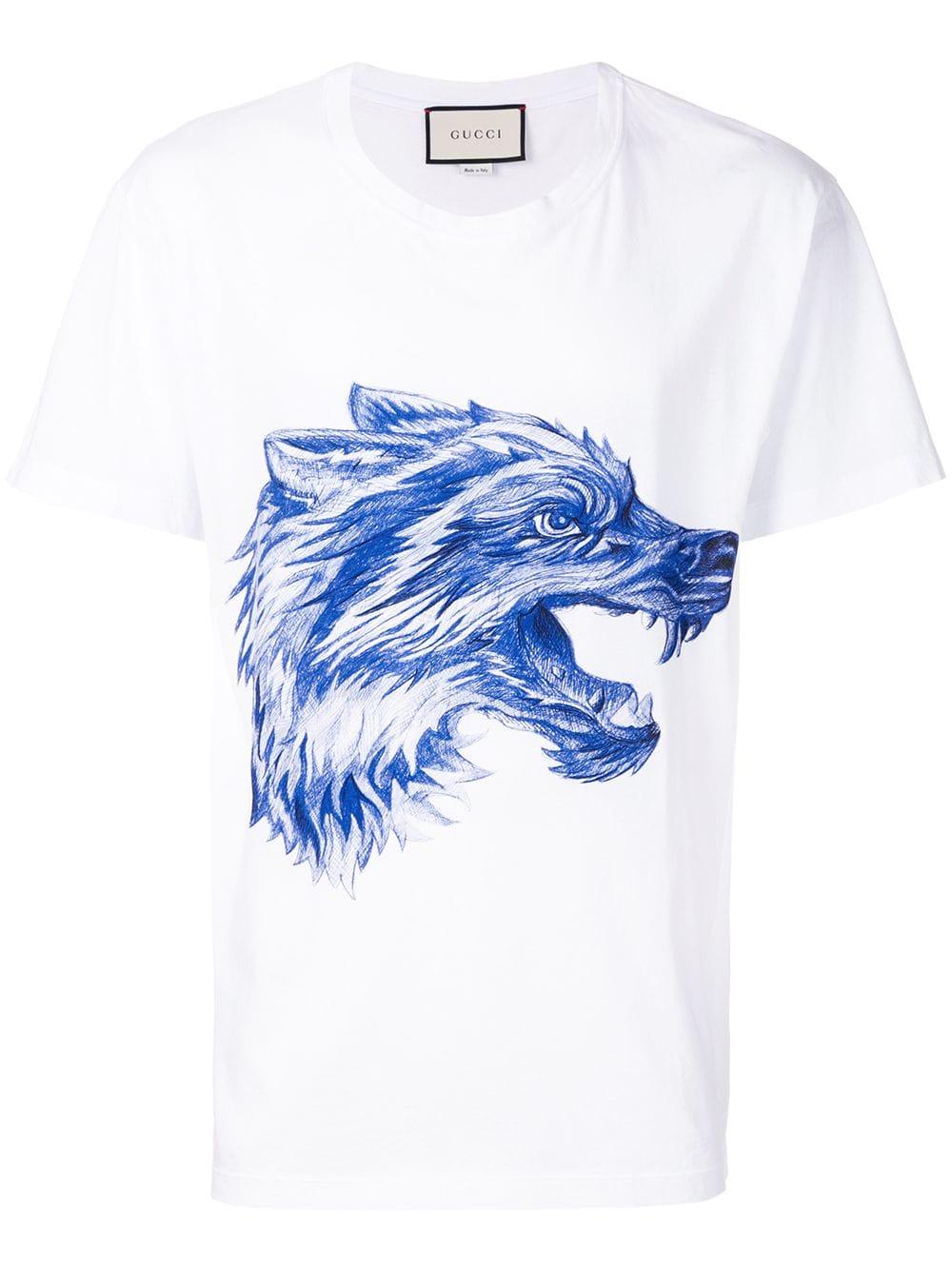 Gucci Leather Wolf Print T-shirt in 