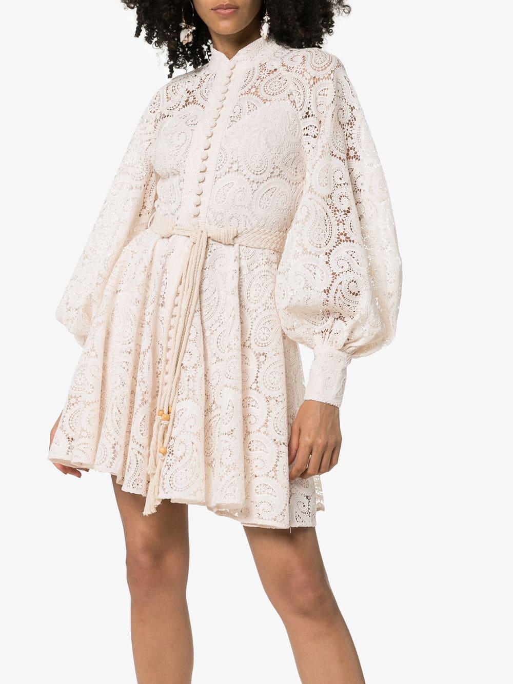 Zimmermann Amari Paisley Lace Dress in White | Lyst
