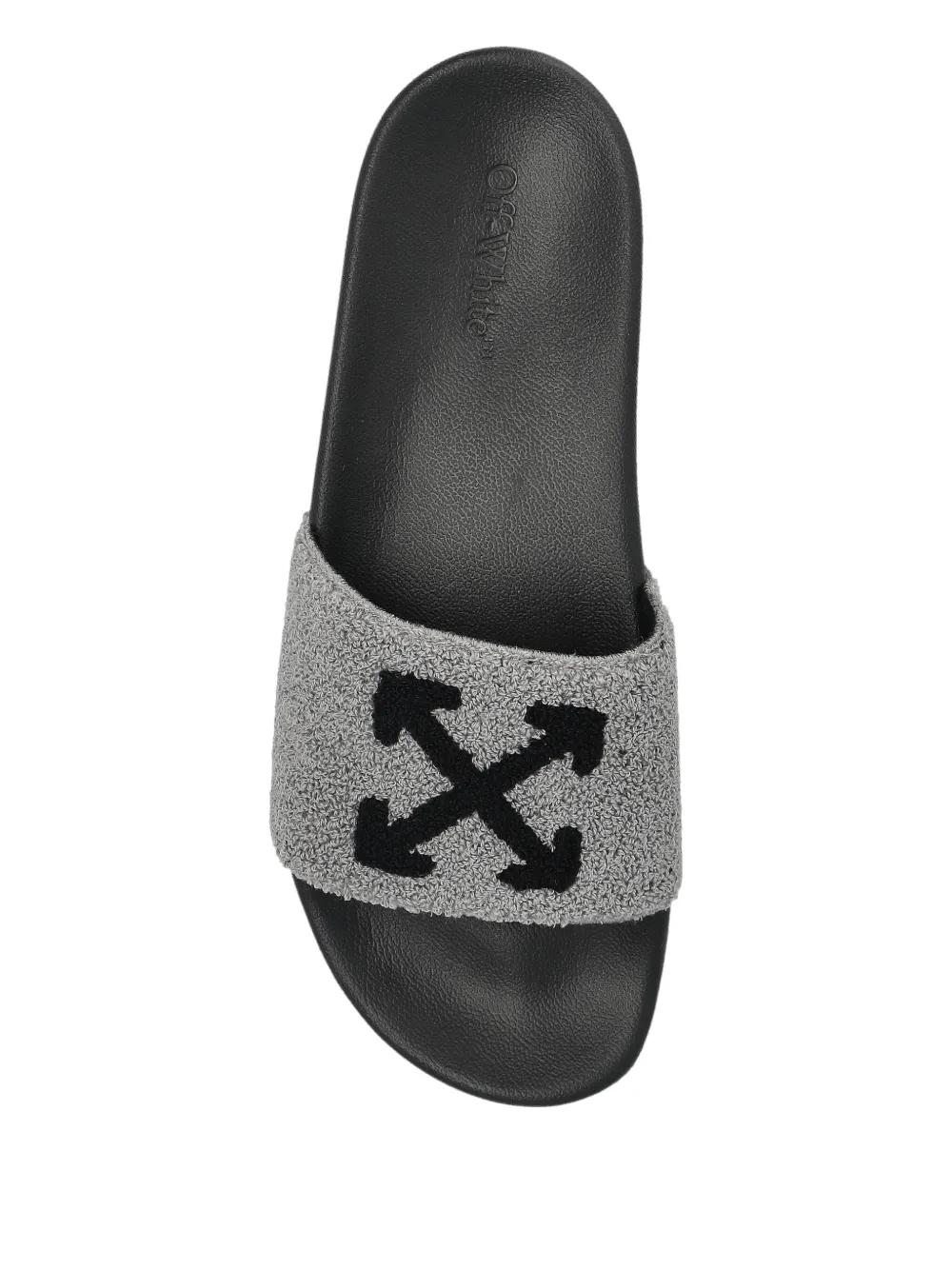 Off-White c/o Virgil Abloh Arrow Terry Slides in White for  display picture 1