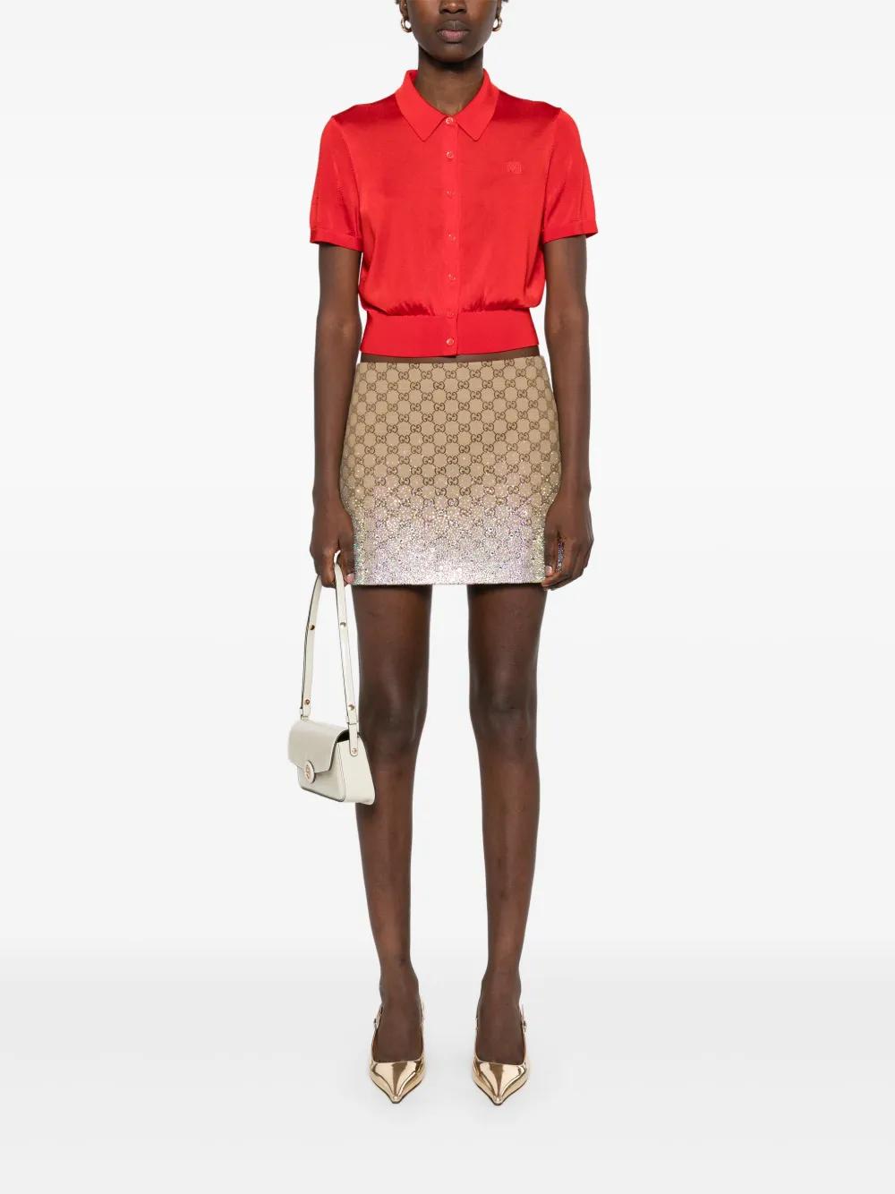 Gucci Crystal-Embellished Mini Skirt in Natural | Lyst