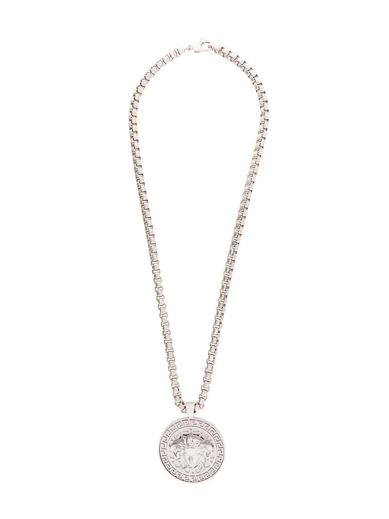 versace silver medusa necklace
