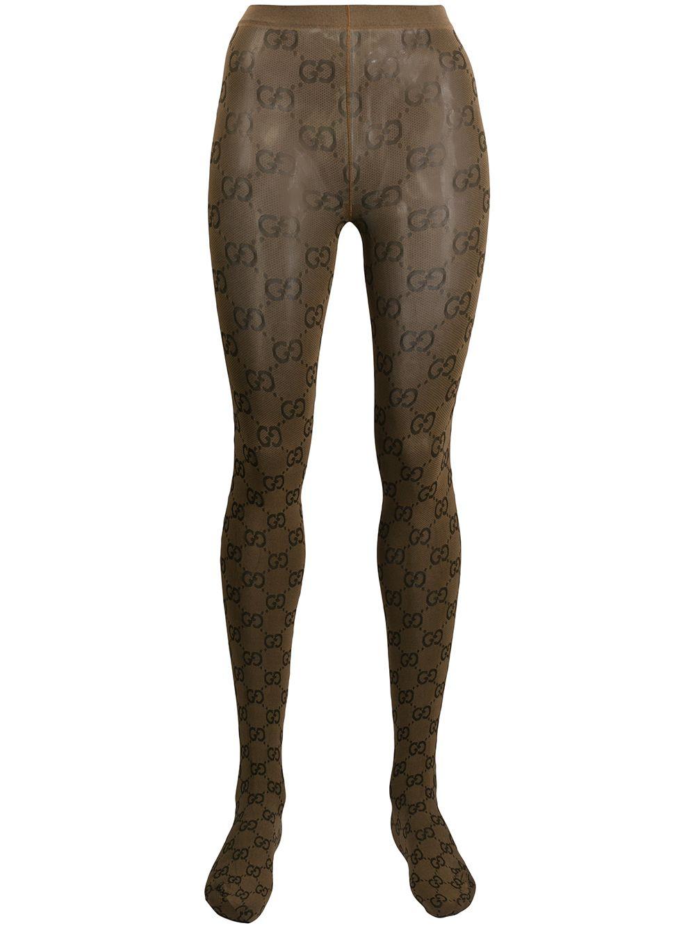 Gucci GG Pattern Tights in Brown | Lyst