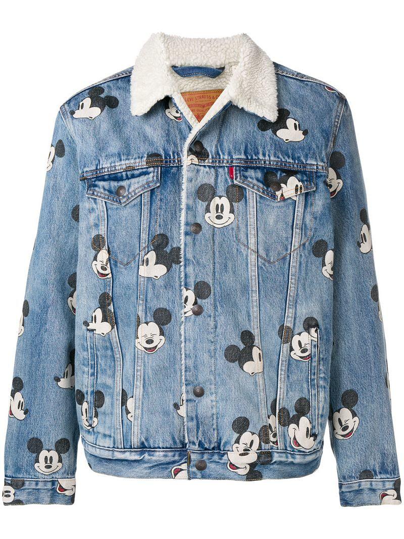 Levi's Mickey Mouse Allover Print Denim Jacket in Blue for