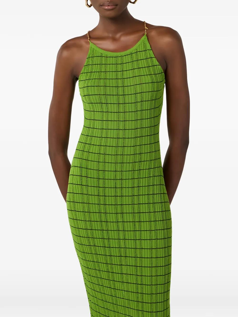 Elisabetta Franchi Striped Chain Knit Maxi Dress in Green | Lyst
