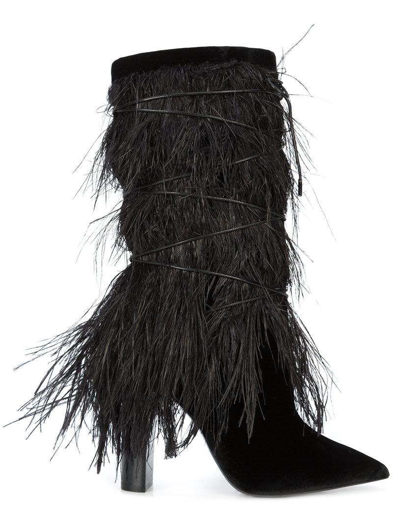 ostrich fur boots