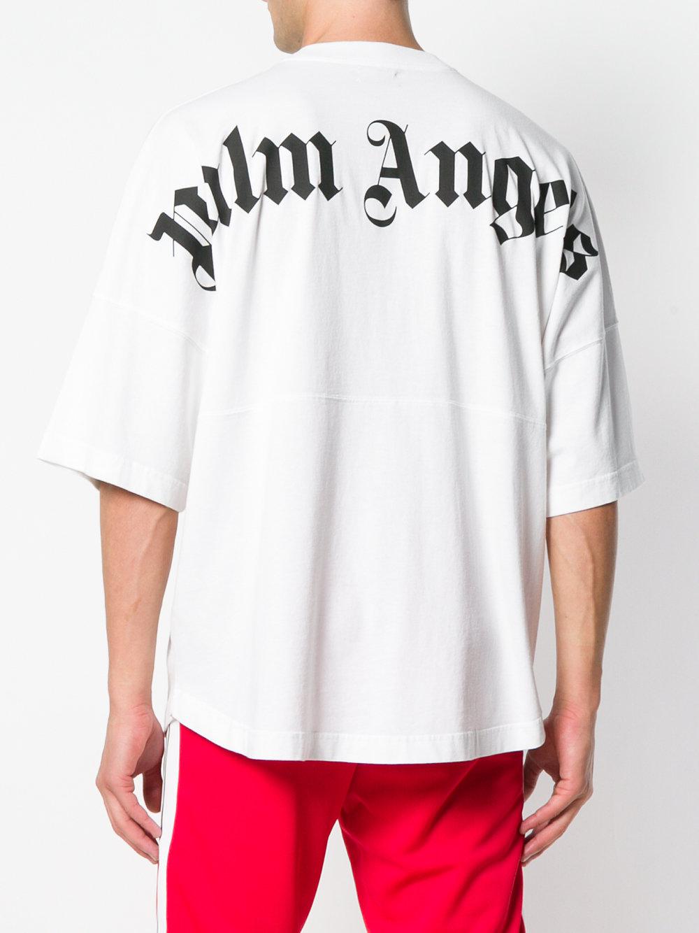 Palm Angels Cotton Oversized Logo T-shirt in White for Men - Lyst