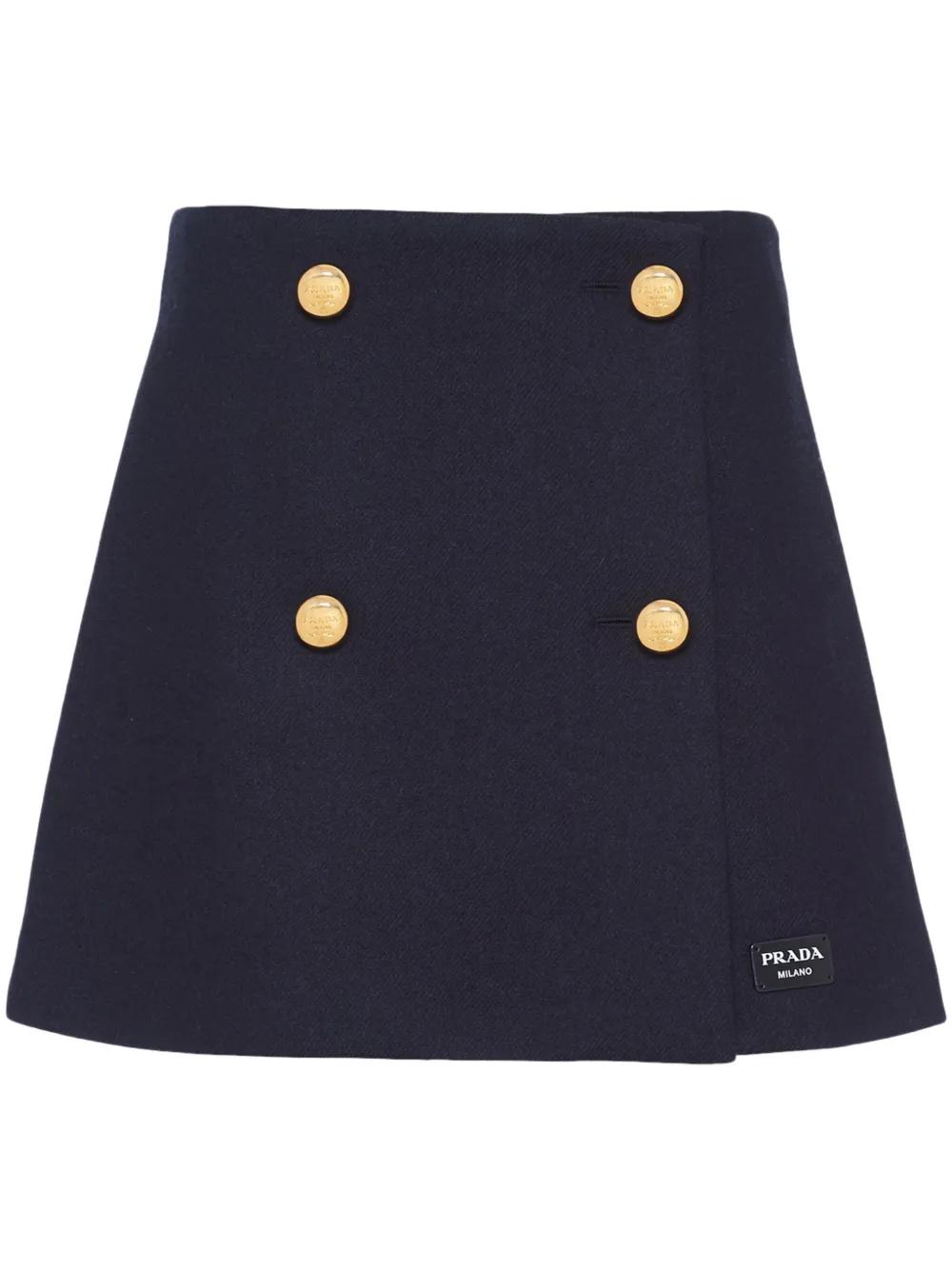 Prada Wool Miniskirt in Blue | Lyst