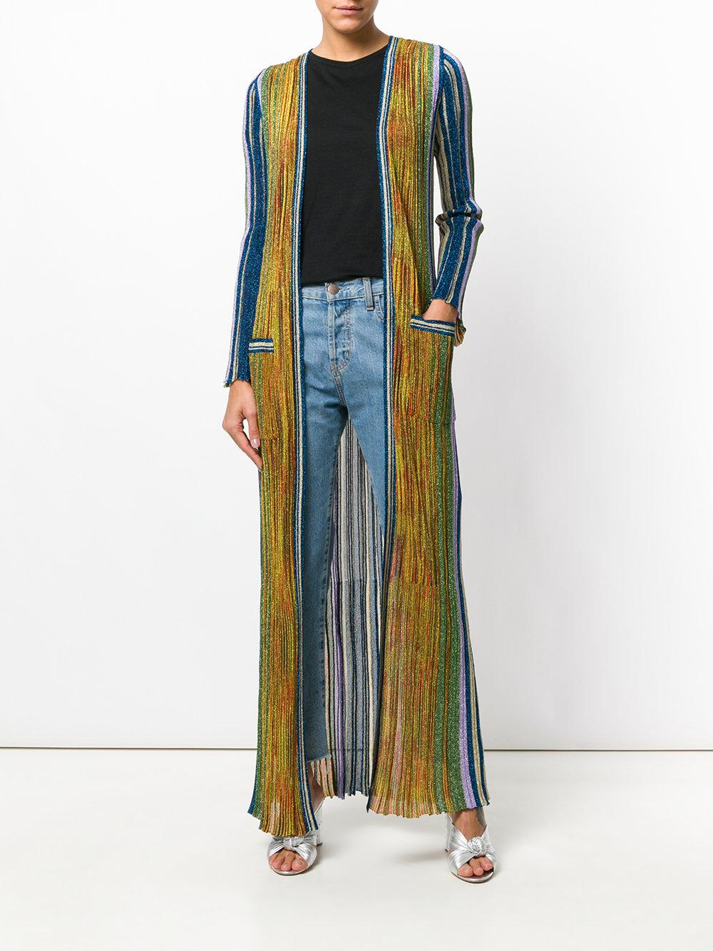Missoni Synthetic Multi Stripe Floor Length Cardigan In Blue Lyst