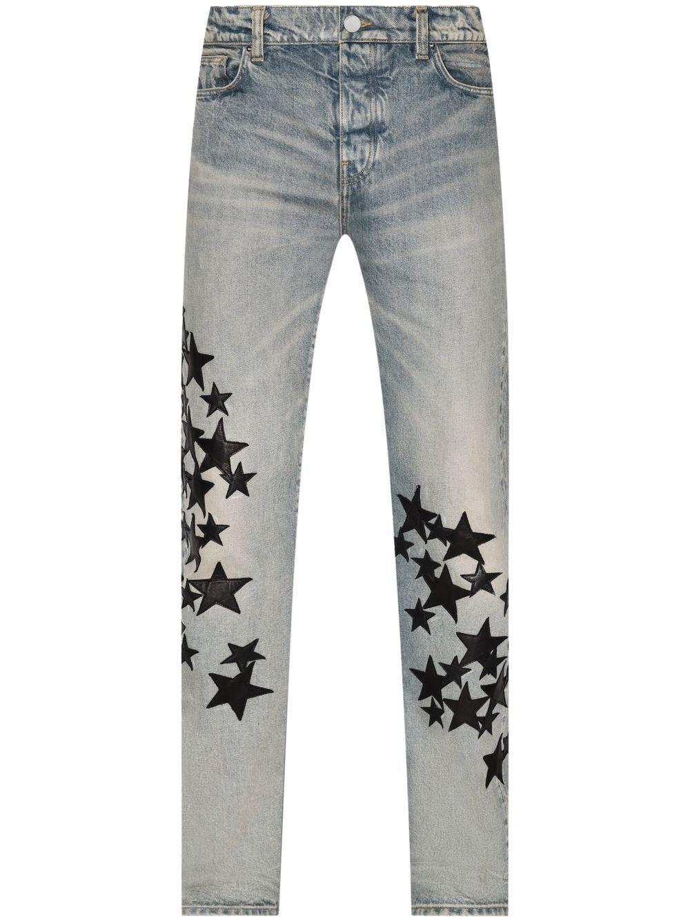 Amiri Star-patch Straight-leg Jeans in Blue for Men | Lyst