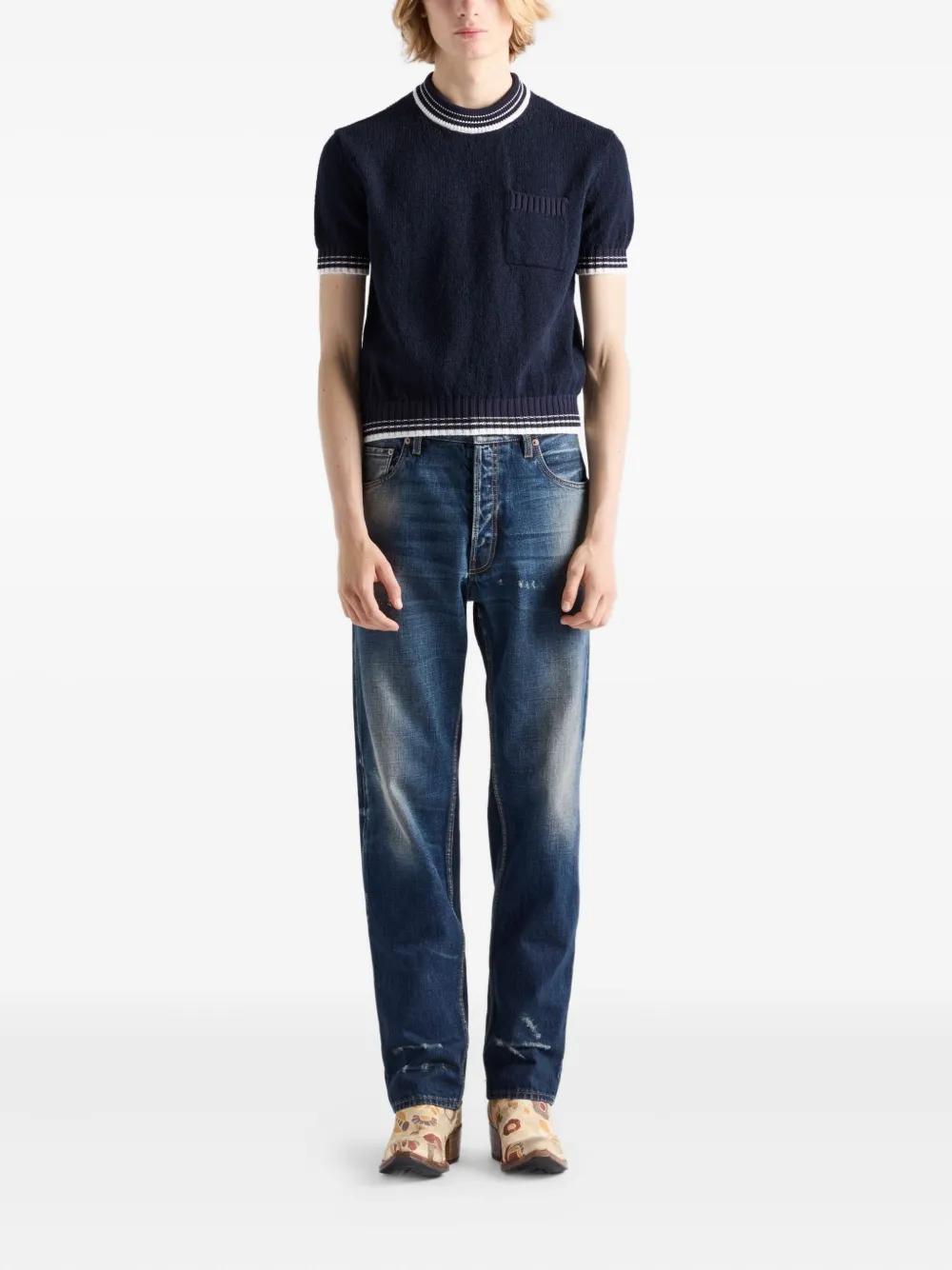 Prada Short-Sleeve Knit Top in Blue for Men | Lyst