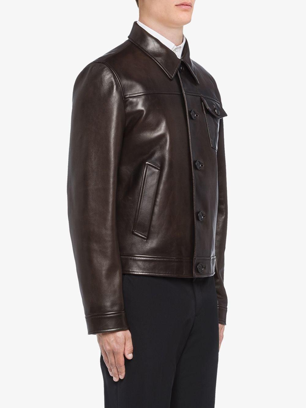 Prada Nappa Leather Jacket in Brown for Men - Lyst