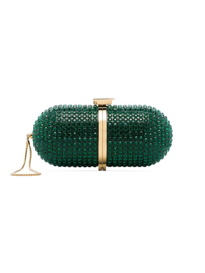 Marzook Pill Crystal embellished Clutch in Green Lyst