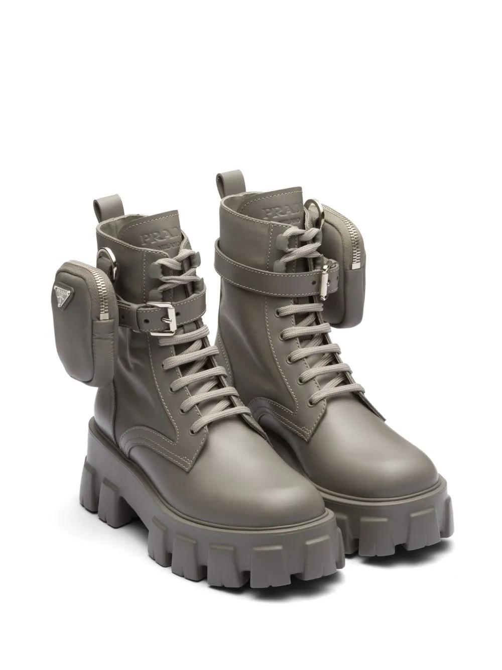Prada Monolith Leather and Re-Nylon Combat Boots | Saks