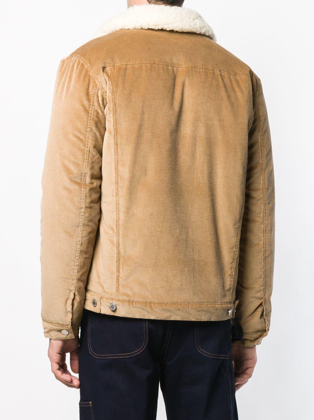 maison kitsune jean faux fur coat