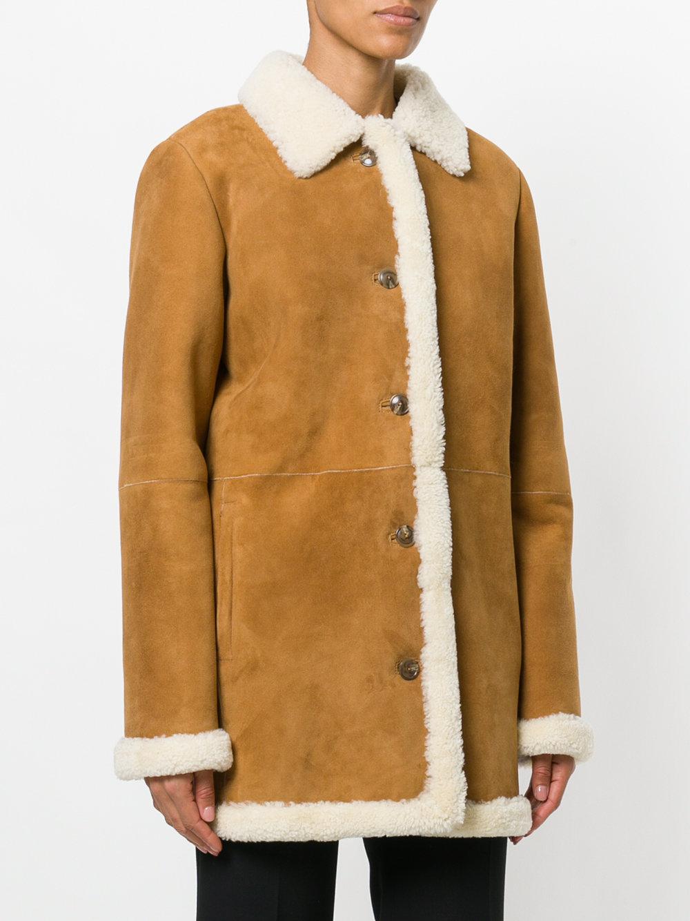 A.P.C. Shearling Coat in Brown | Lyst