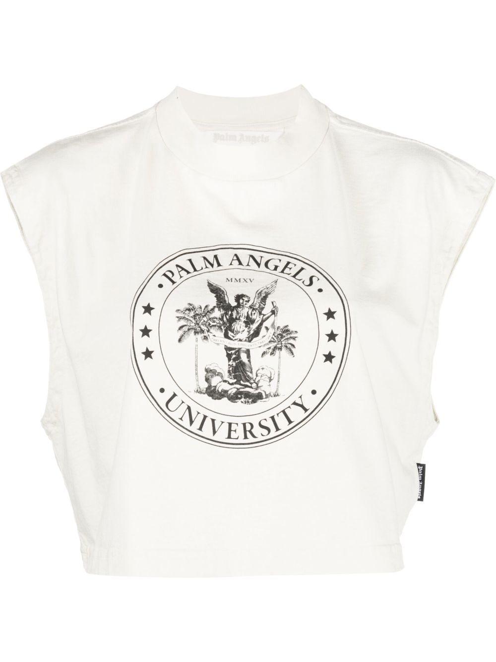 Palm Angels College Muscle Tee Butter/black in White