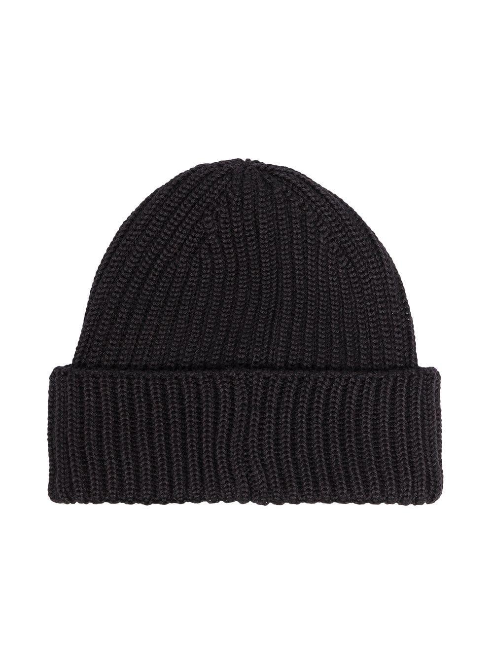 Wool goggle Detail Ribbed Knit Beanie 