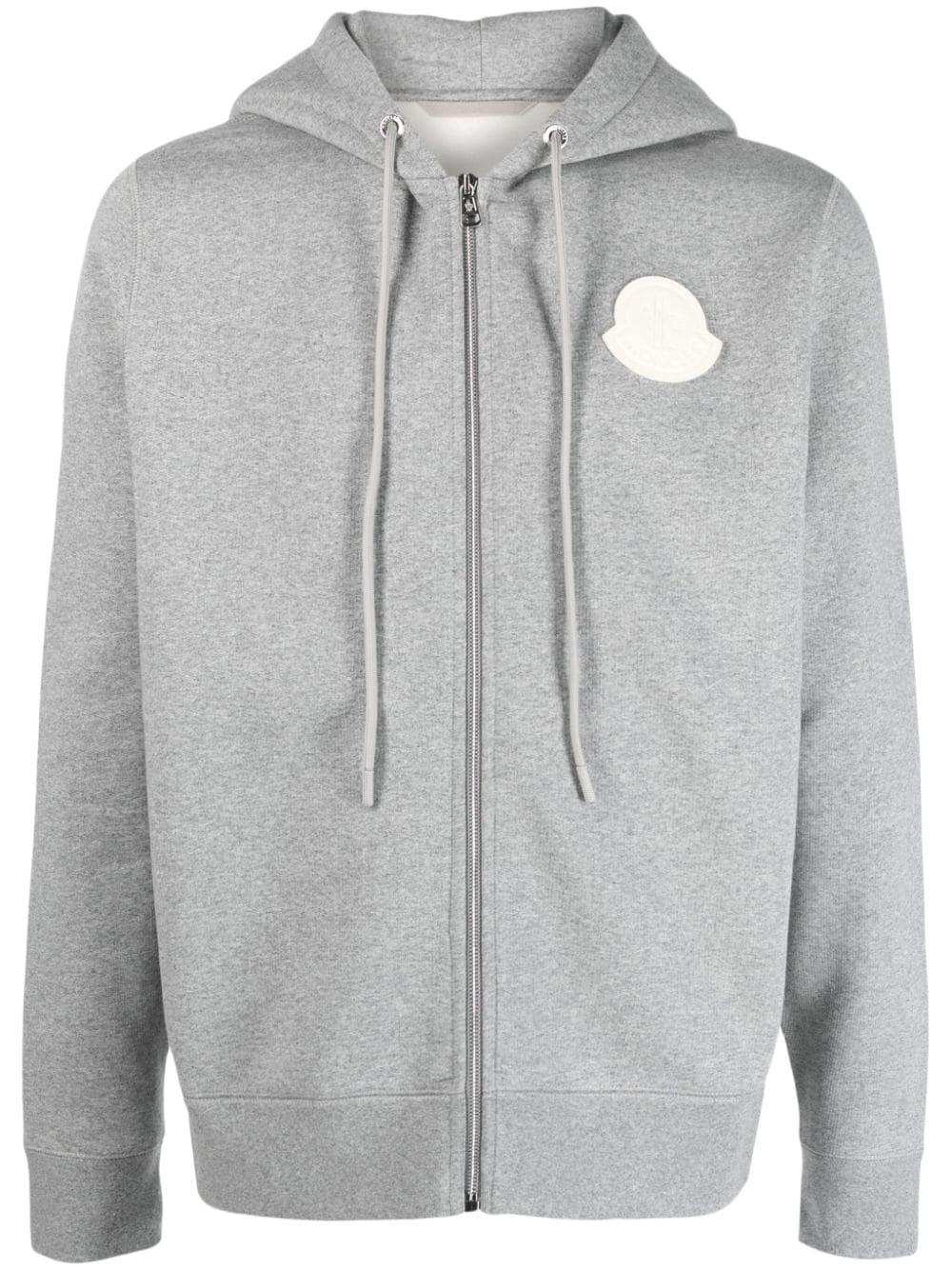 Moncler Zip up Cotton Hoodie in Gray for Men Lyst