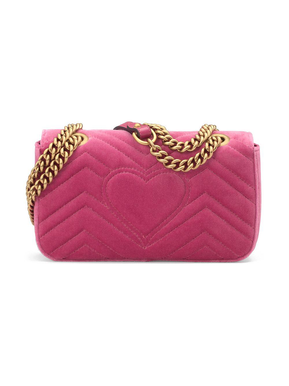 Gucci GG Marmont Velvet Small Crossbody Bag Pink 443497