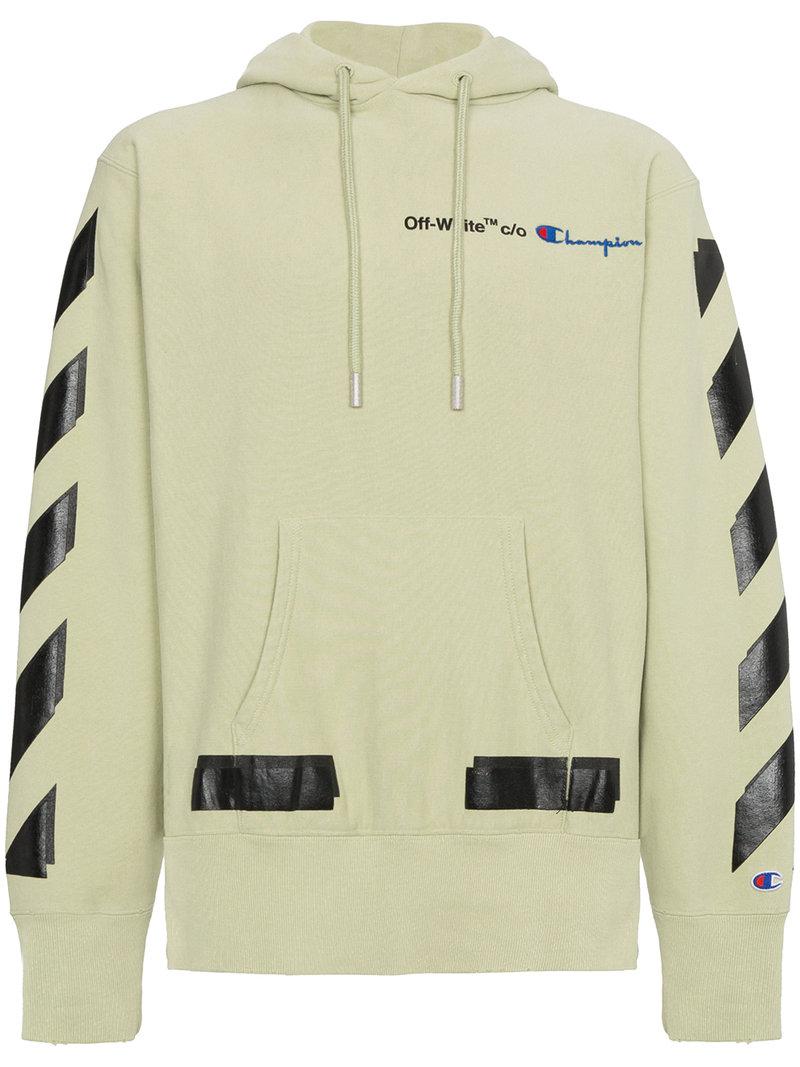 Off-White c/o Virgil Abloh Cotton X Champion Hoodie With Logo in Green for  Men - Lyst