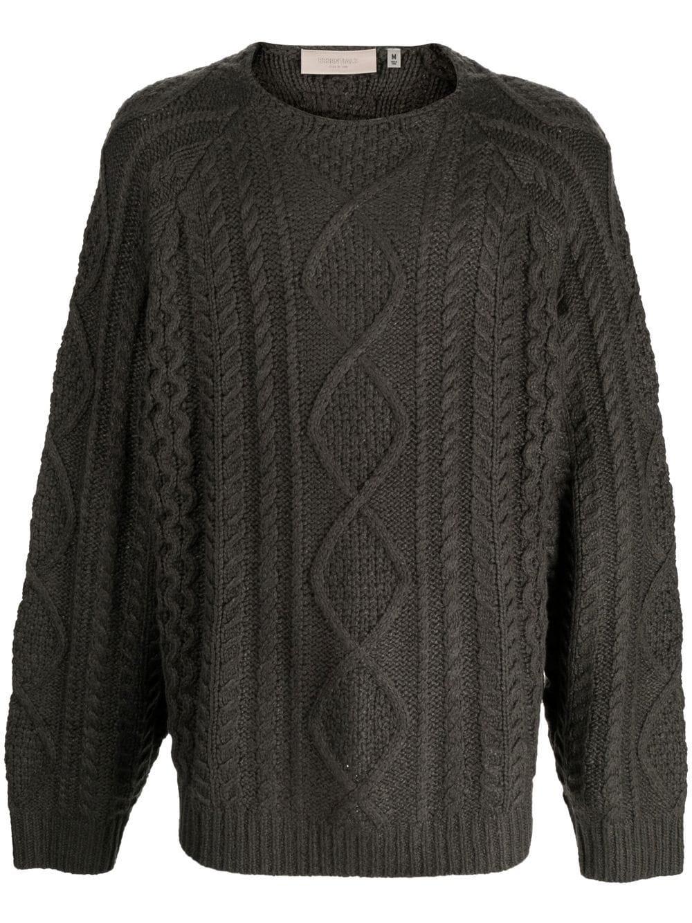 Fear of God ESSENTIALS Cableknit Crewneck Jumper in Grey for Men