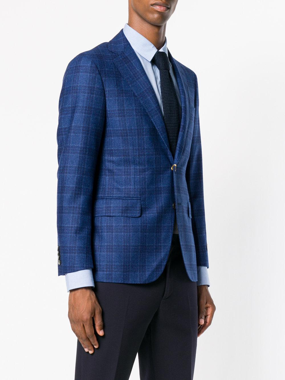 Canali Wool Tailored Checked Blazer in Blue for Men Lyst