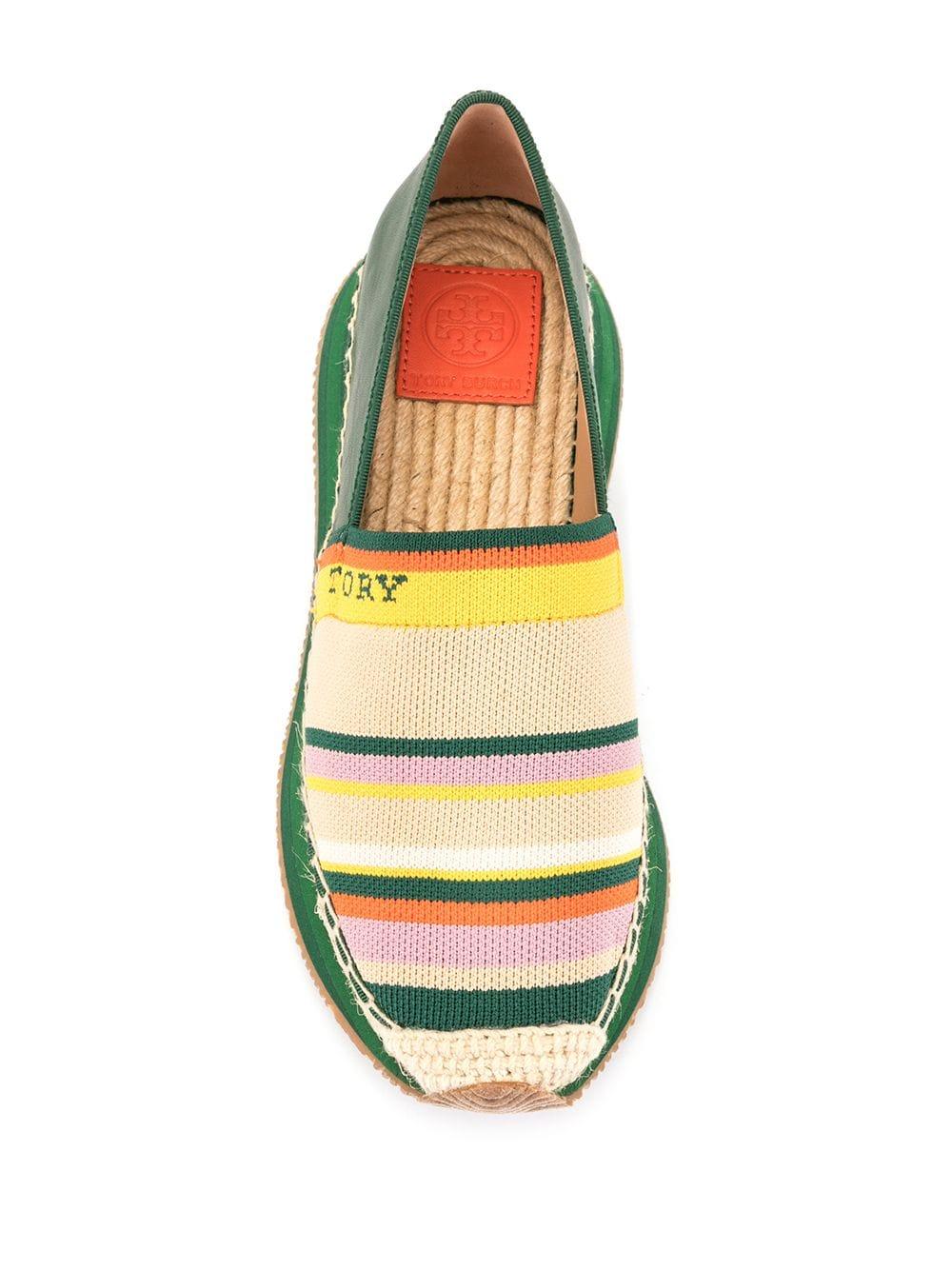 Tory Burch Synthetic Woven Striped Espadrilles in Green - Lyst
