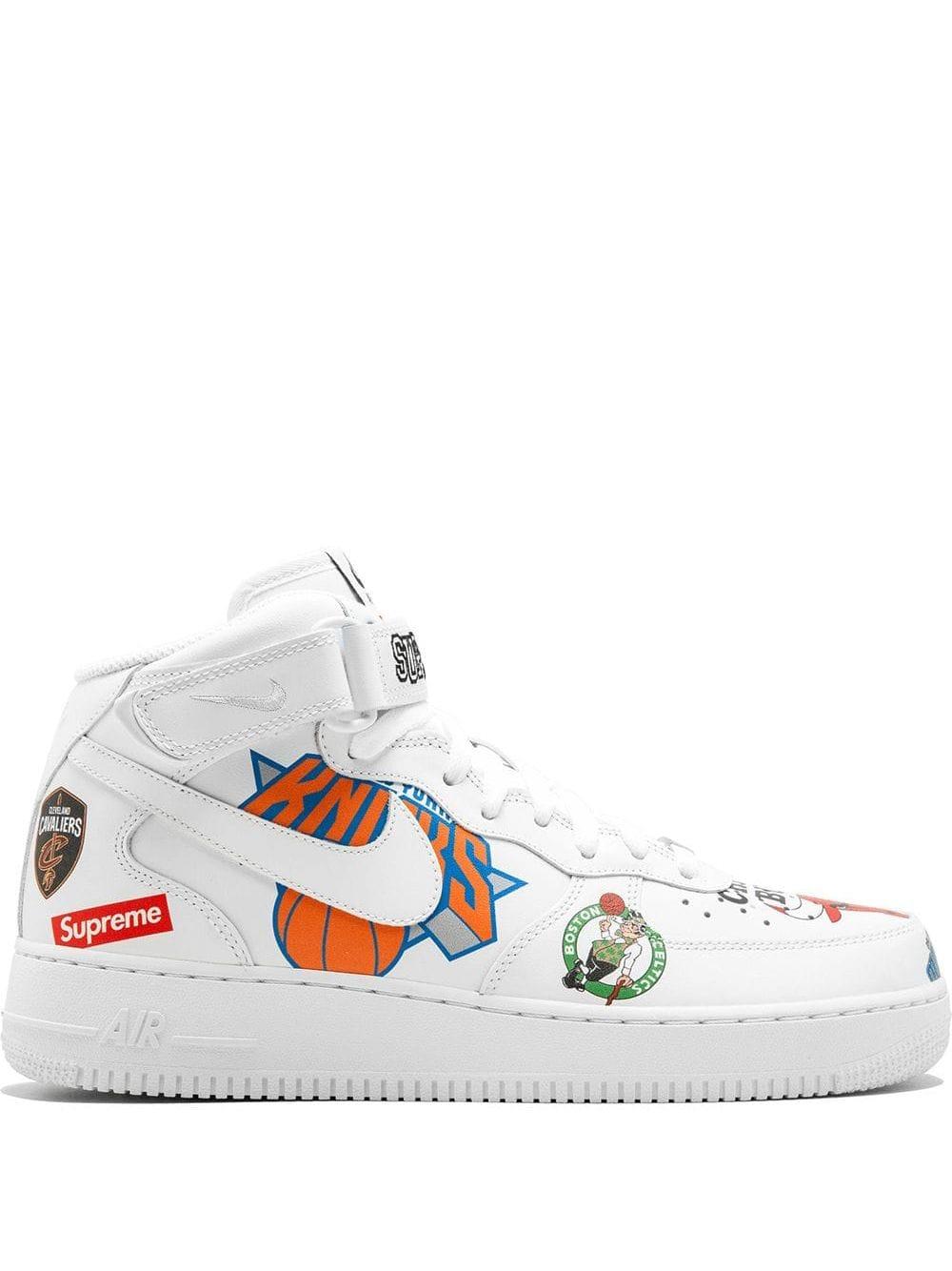 Nike Leather X Supreme X Nba X Air Force 1 Mid 07 Sneakers in White for Men  - Lyst