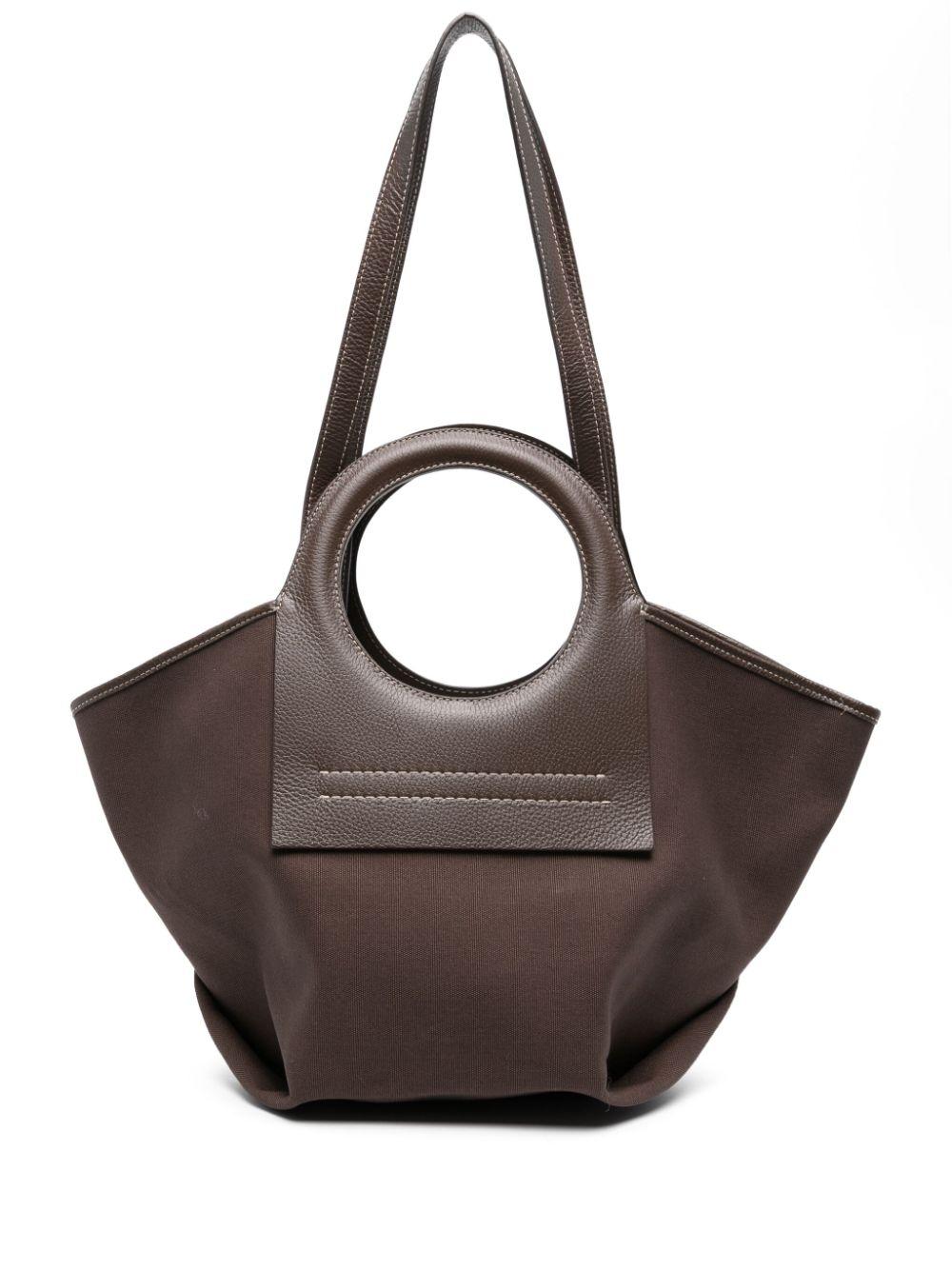 HEREU- Cala Small Leather-trimmed Canvas Tote Bag- Woman- Uni - Brown