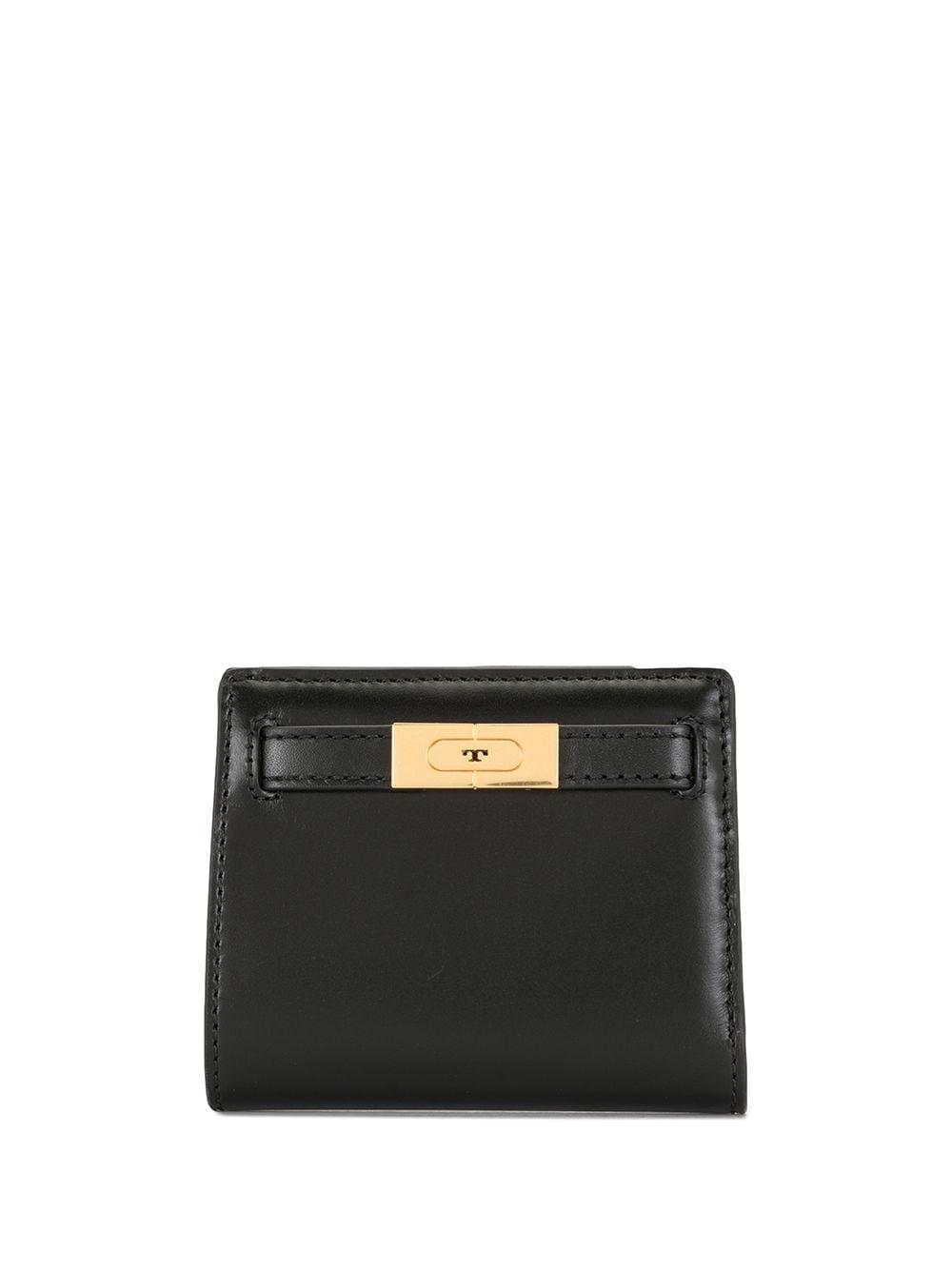 Tory Burch Lee Radziwill Leather Wallet in Black | Lyst