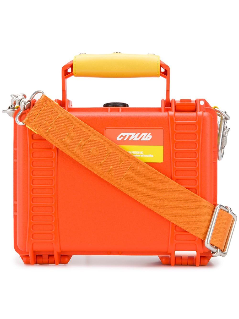 Heron Preston Orange Tool Tote Bag In Synthetic Fiber With Logo