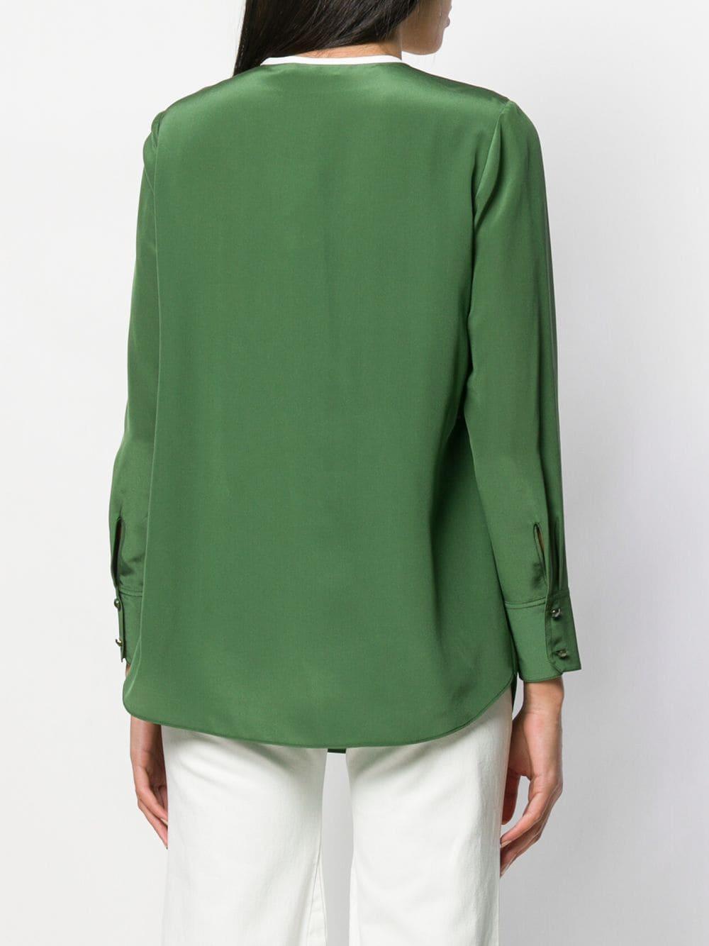 Tory Burch Cotton Tie-front Blouse in Green - Lyst
