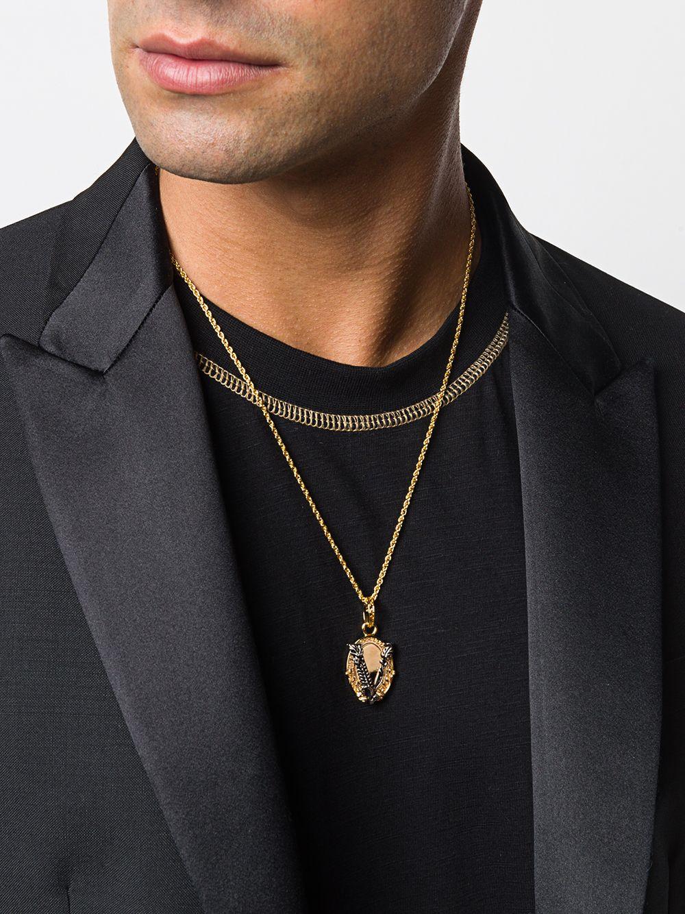 Versace Virtus Pendant Logo Necklace in Gold (Metallic) for Men - Lyst