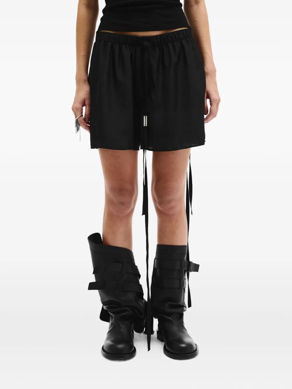 Ann Demeulemeester  ショートパンツ ANN DEMEULEMEESTER Xana buckled fringed stretch-crepe shorts