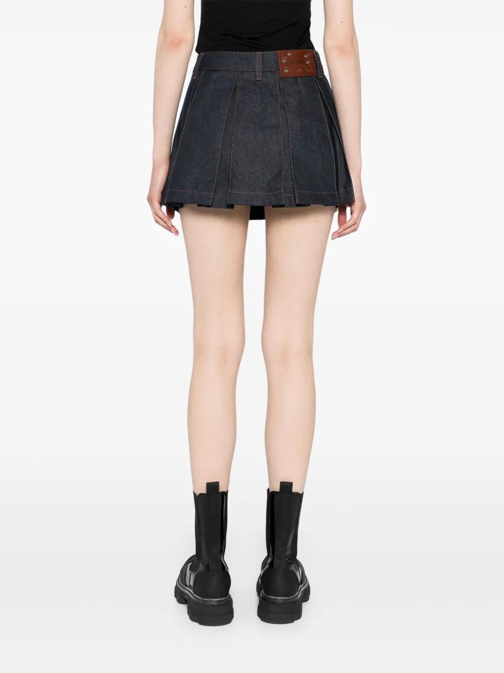 ■ANDERSSON BELL■ Embroidered panel pleated denim skirt apa ANDERSSON BELL Embroidered Panelled Pleated Denim Skirt in