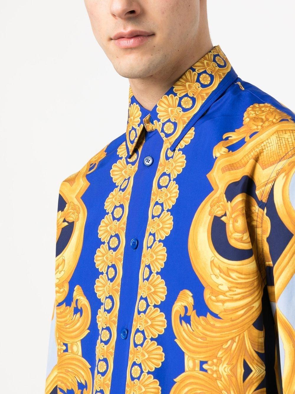 blue and yellow versace shirt