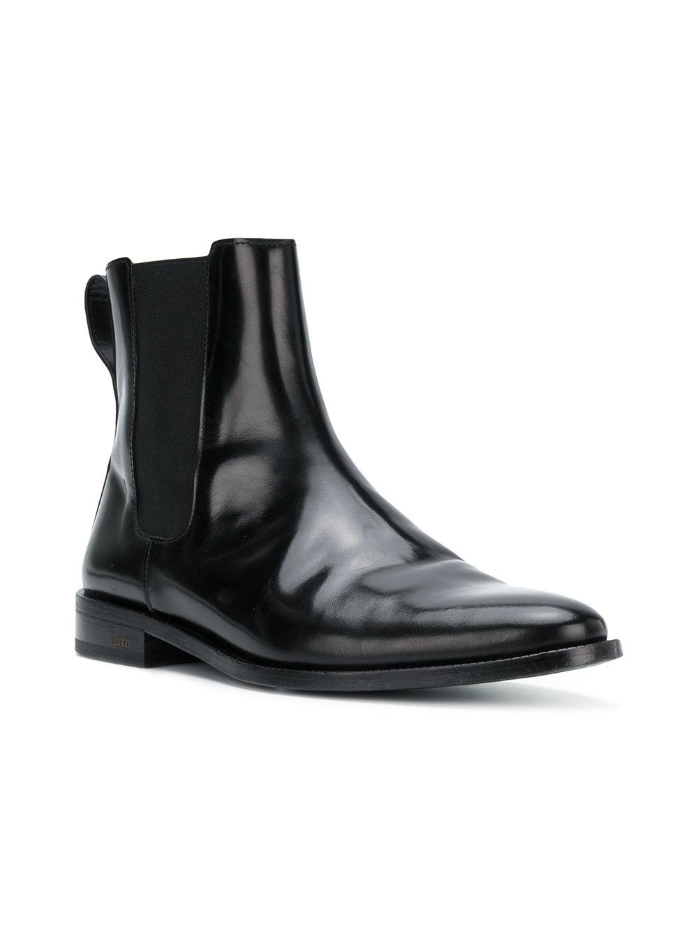 AMI Chelsea Boots With Thick Leather Sole in Black for Men - Lyst