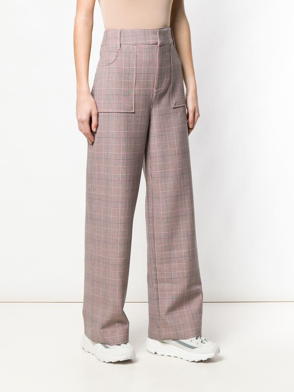 checked flared pants