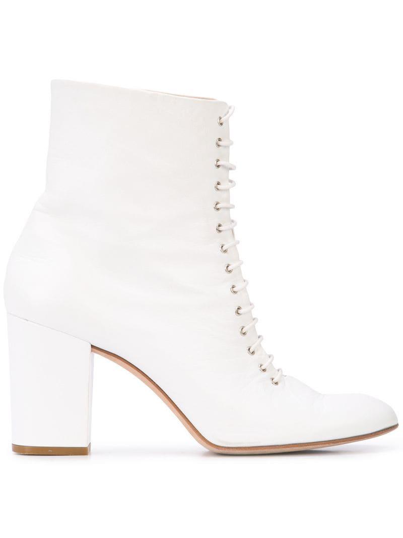 Jill Stuart Leather Lace Up Ankle Boots In White Lyst Jill Stuart Leather Lace Up Ankle Boots In White Lyst
