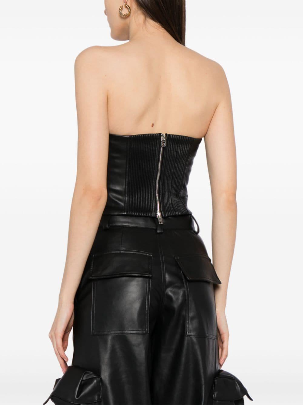 Faux leather bustier top in black - Amiri