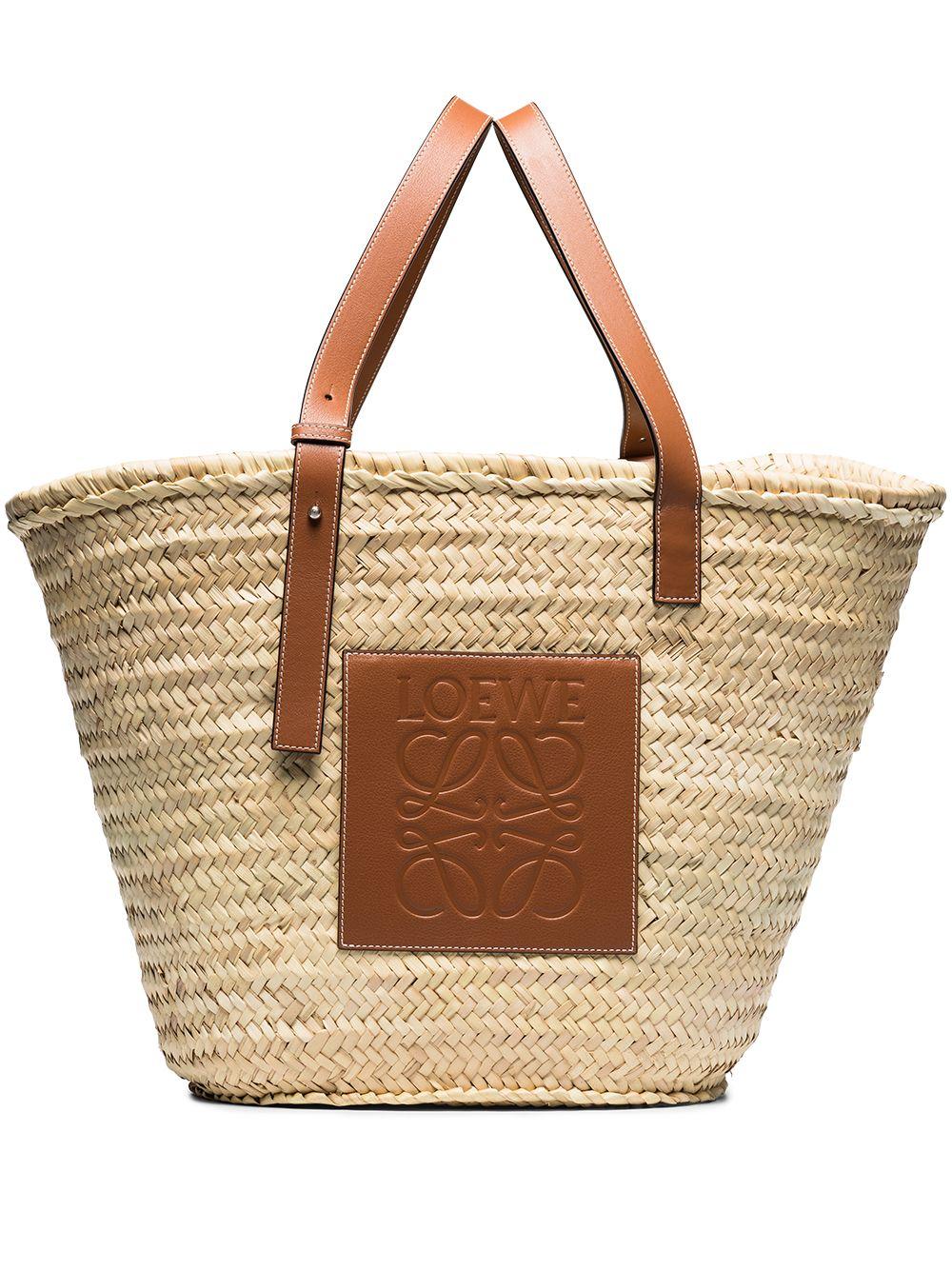 Basket Bag In Palm Leaf And Calfskin
