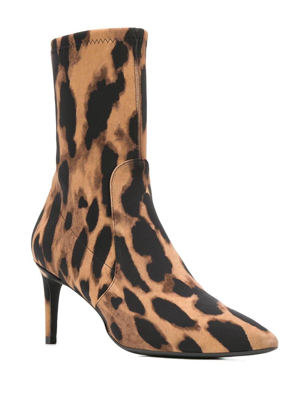 Stuart Weitzman Leather Leopard Print Ankle Boots in Brown - Lyst