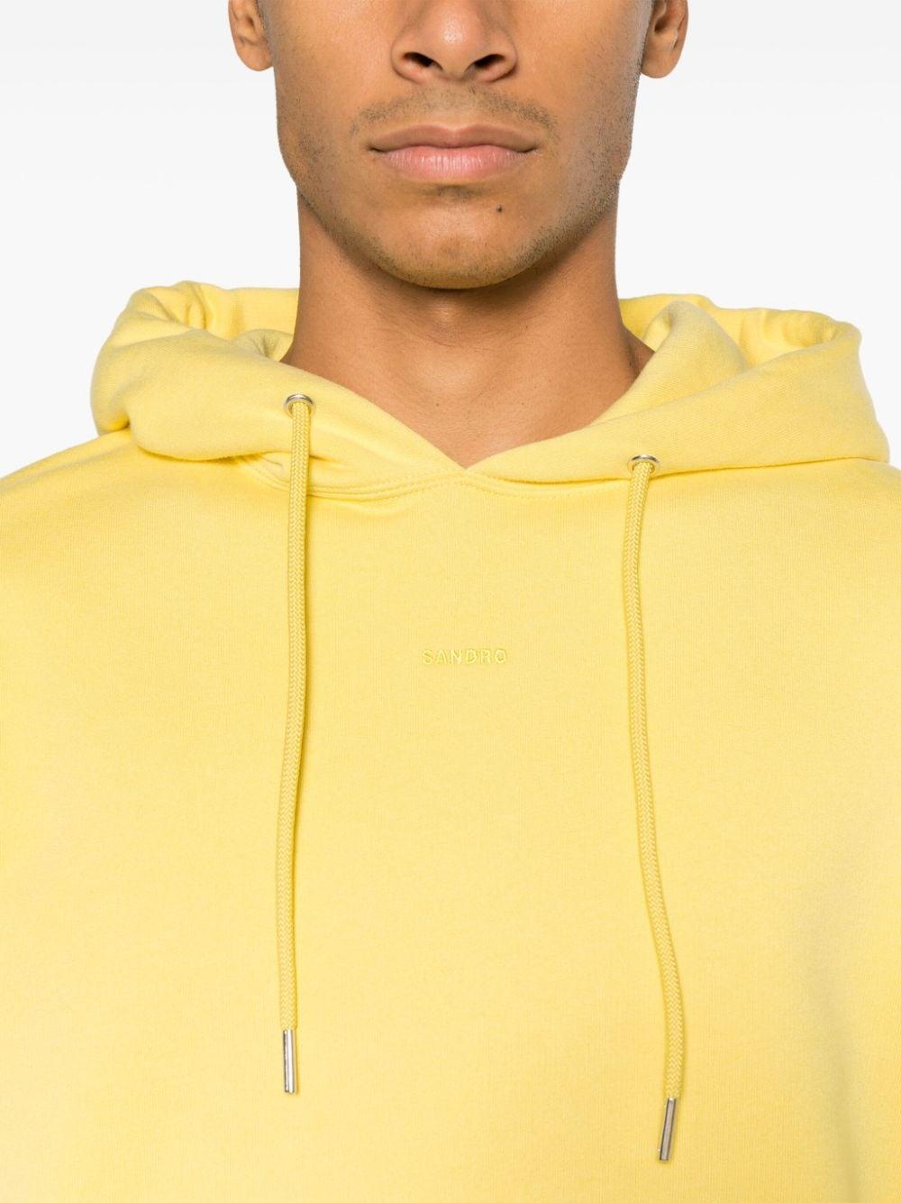 Sandro Logo-embroidered Cotton Hoodie in Yellow for Men | Lyst