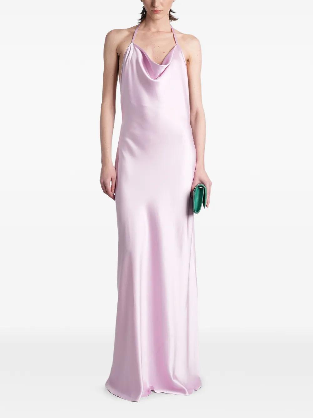 pink stella mccartney dress Draped duchesse-satin midi dress - bubblegum