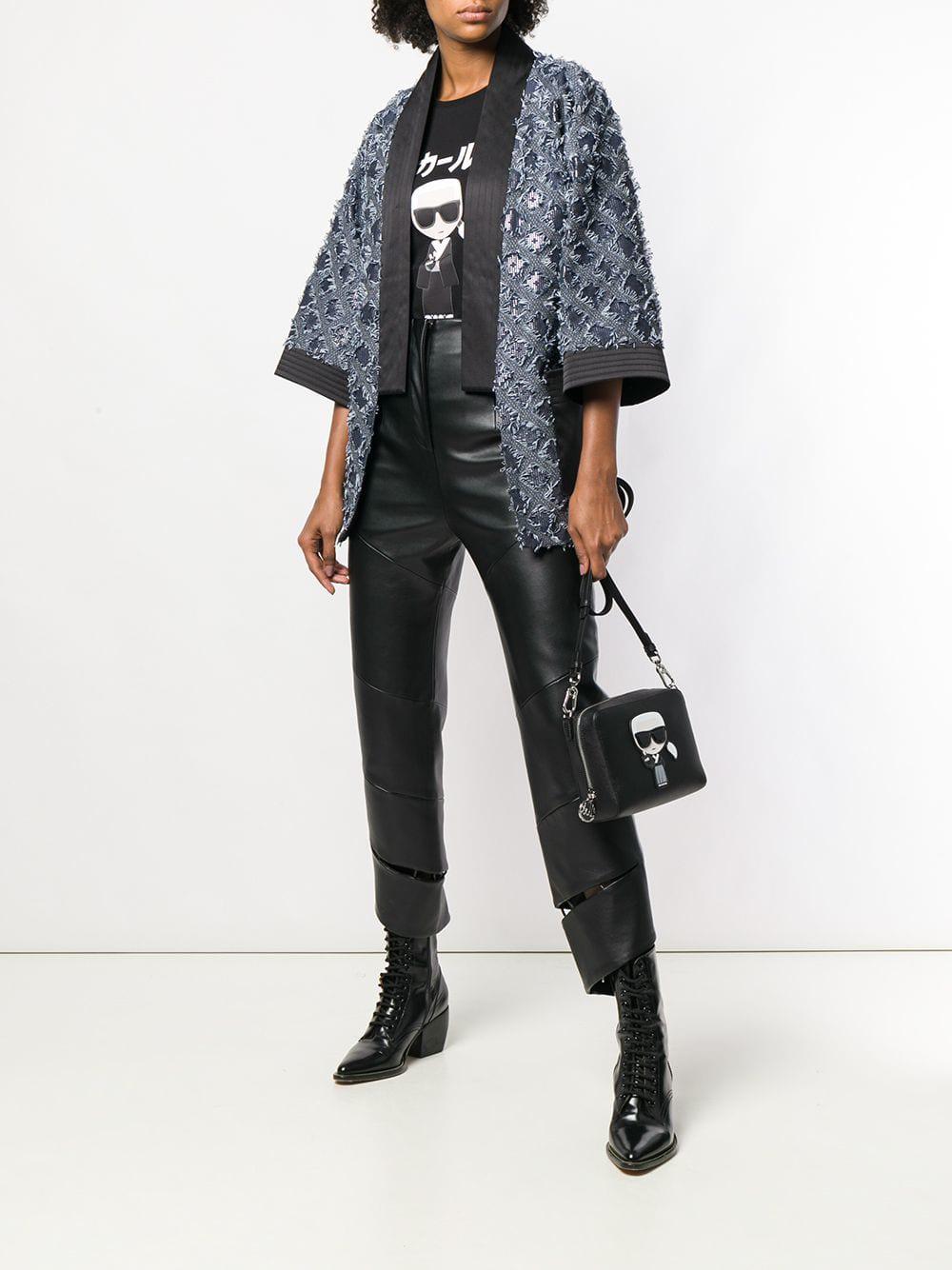 Karl Lagerfeld Cotton Jacquard Kimono Jacket in Blue - Lyst